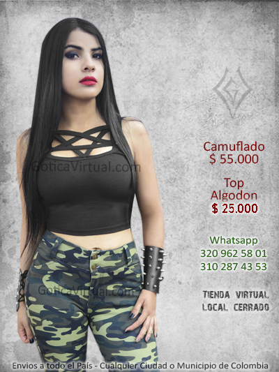 blusas cortas tops sexy rock metal dark metal head metacha pentagrama bonita barata fabrica colombia mayorista tienda al por mayor ventas distribuidor medellin antioquia colombia